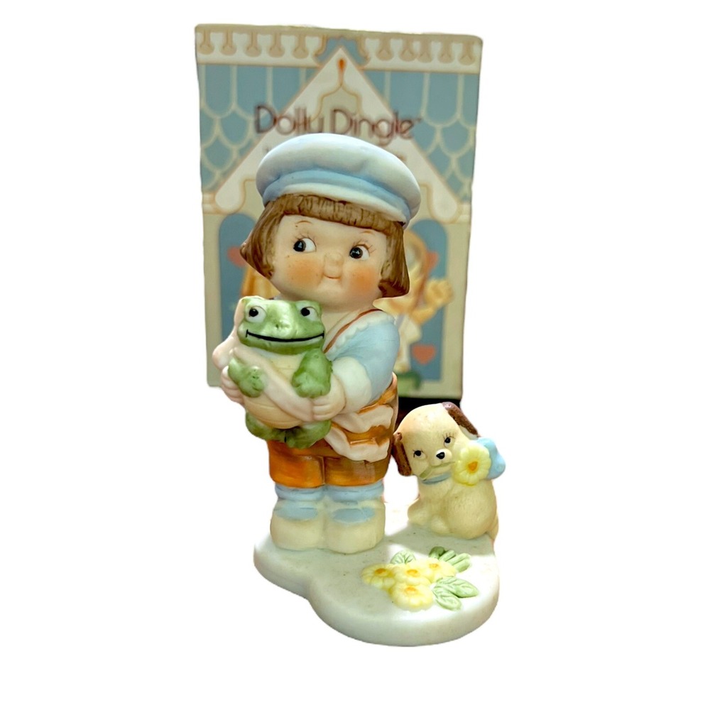 1988 DOLLY DINGLE House of Global Art Love You 725231 Frog Puppy Dog